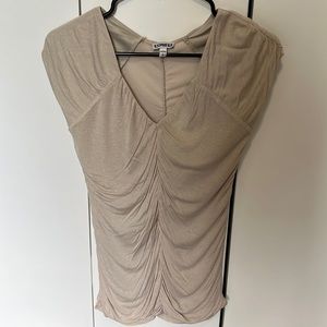 Express sparkly tan ruched top